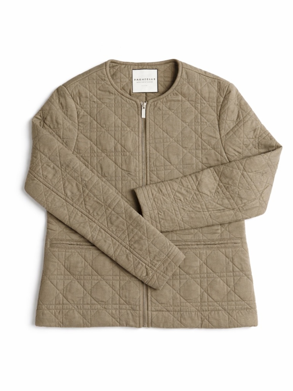 bagatelle Quilted Zip-Front Jacket in Olive Taupe